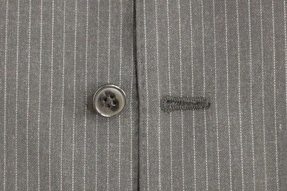Gray Striped Wool Single Breasted Vest Dolce & Gabbana
