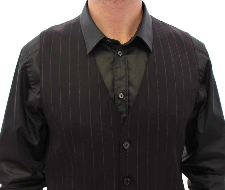 Black Striped Wool Logo Vest Dolce & Gabbana