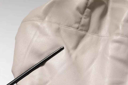 Beige Full Zip Hooded Long Sleeves Casual Coat Jacket
