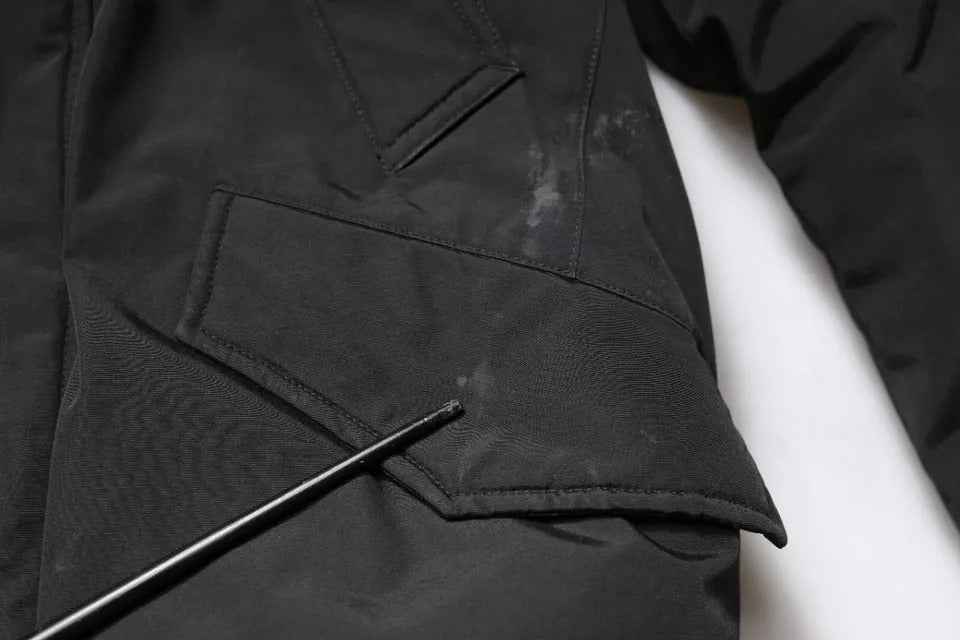 Black Hooded Long Sleeves Fur Shearling Coat Jacket