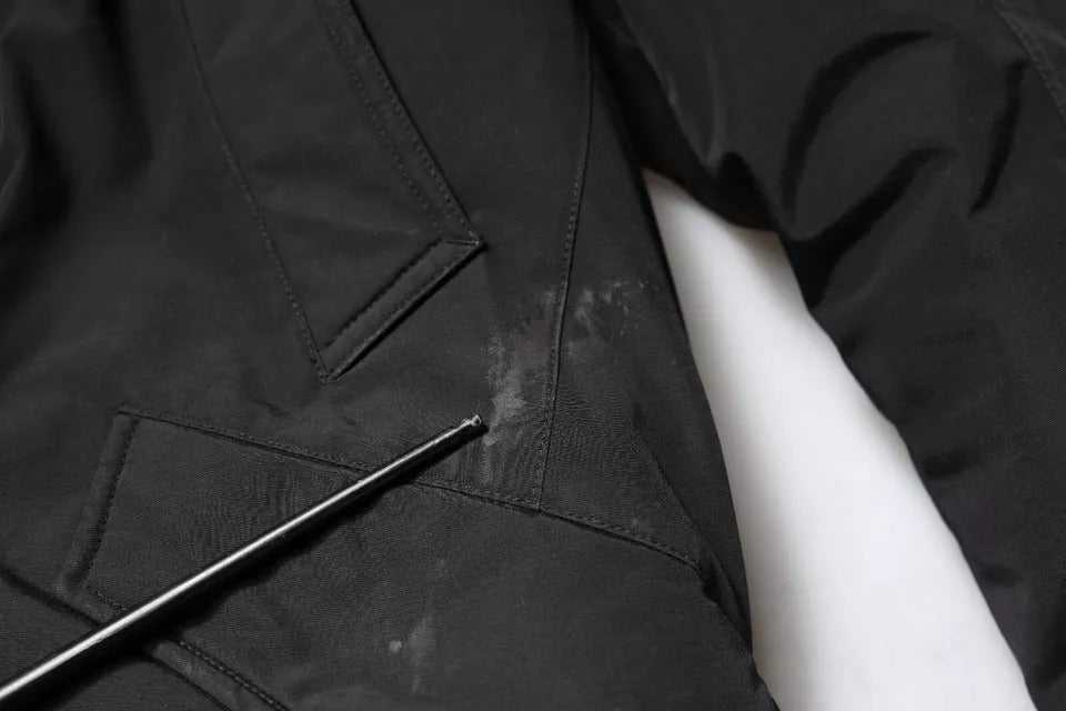 Black Hooded Long Sleeves Fur Shearling Coat Jacket