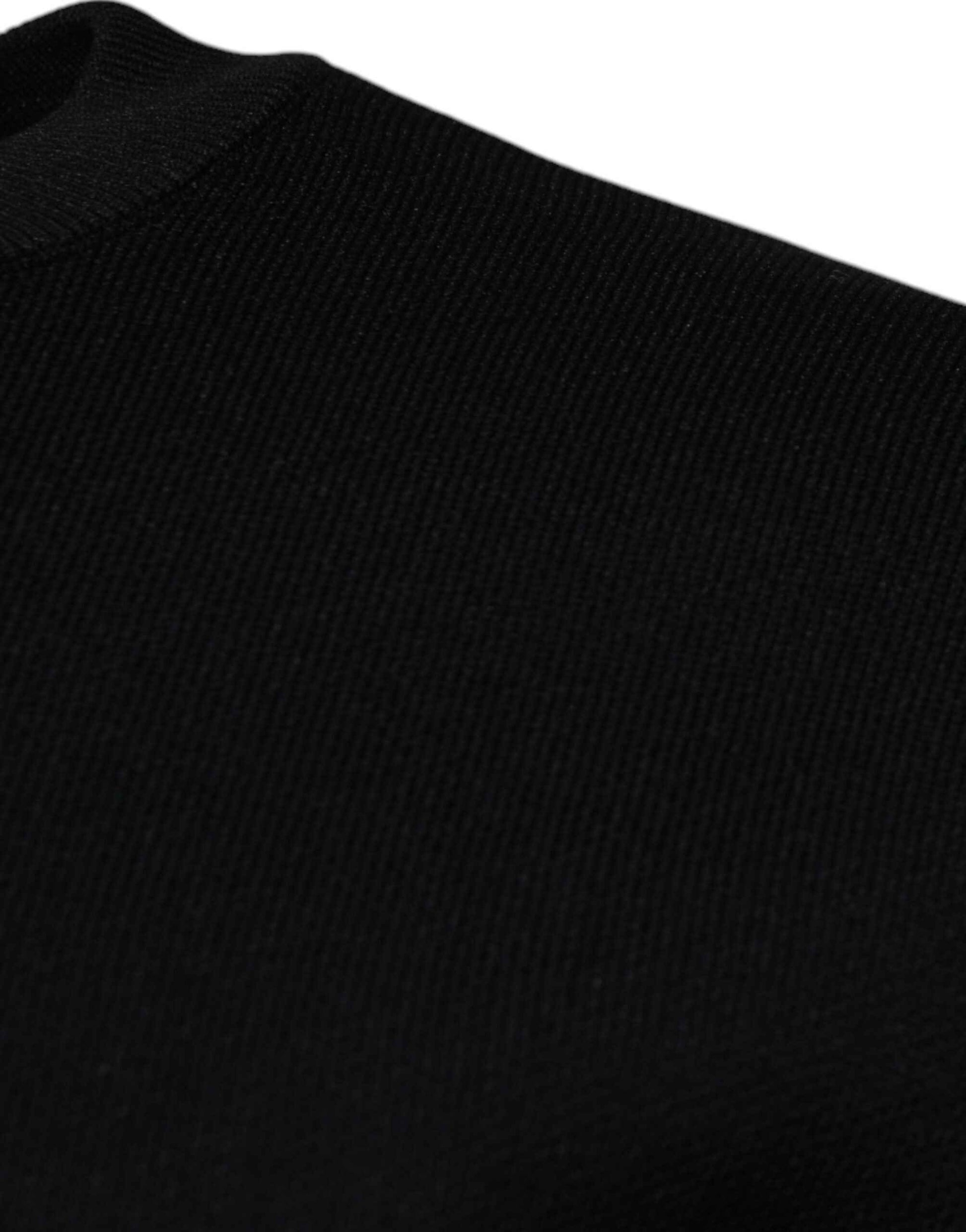 Black Nylon Logo Crew Neck Pullover Sweater