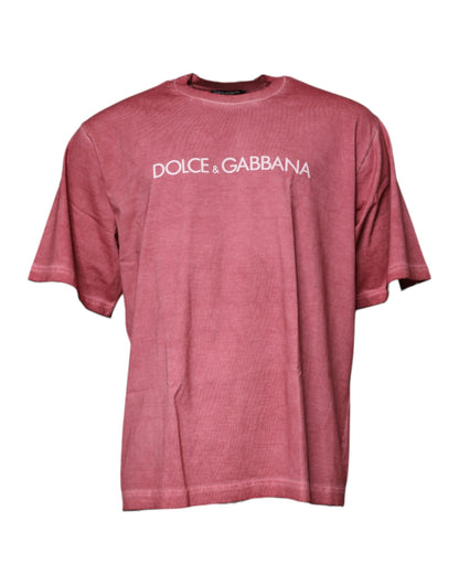 Pink Logo Print Cotton Crew Neck T-shirt