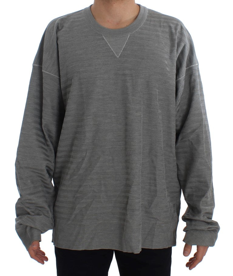 Gray Crewneck Pullover Silk Sweater Dolce & Gabbana