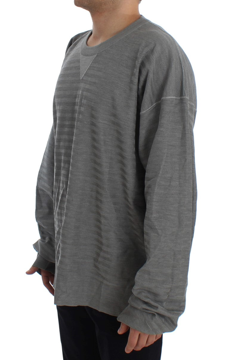 Gray Crewneck Pullover Silk Sweater Dolce & Gabbana