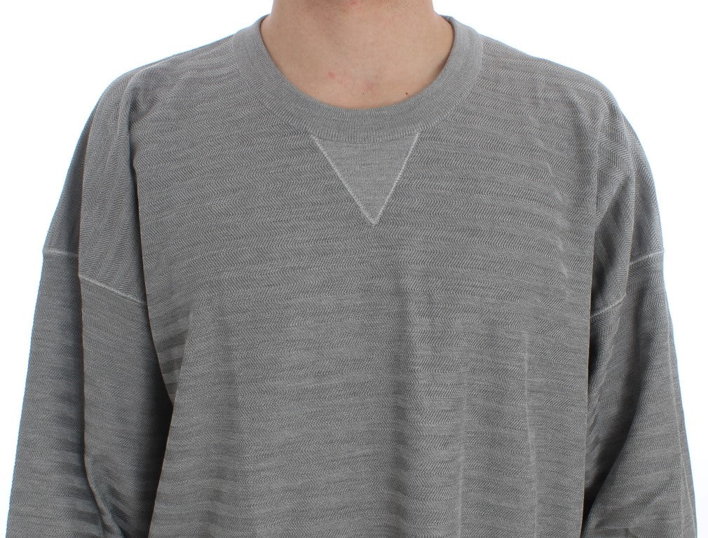 Gray Crewneck Pullover Silk Sweater Dolce & Gabbana