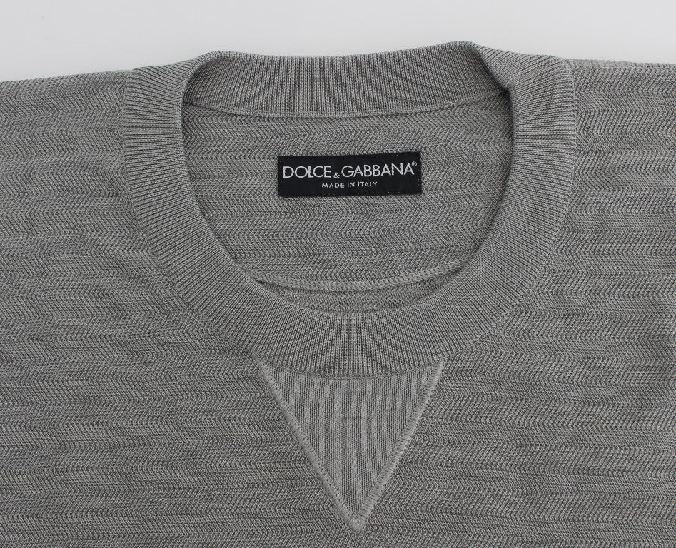 Gray Crewneck Pullover Silk Sweater Dolce & Gabbana