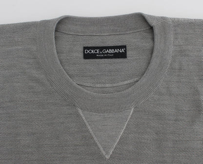 Gray Crewneck Pullover Silk Sweater Dolce & Gabbana