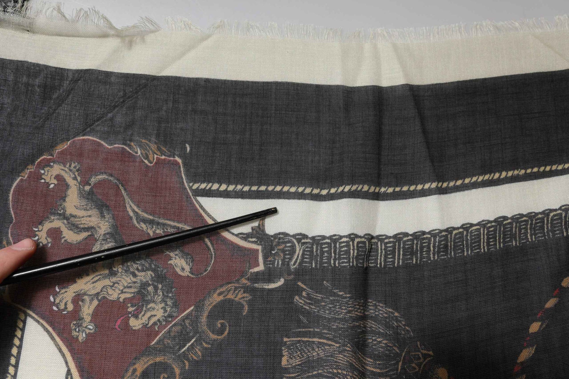 Multicolor Printed Cashmere Foulard Scarf
