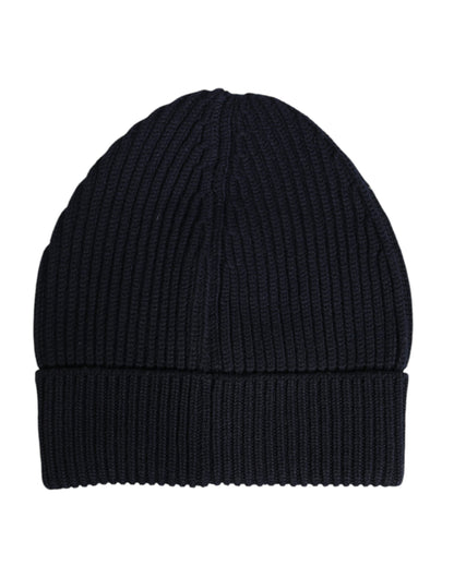 Blue Cashmere Knitted Winter Beanie Hat