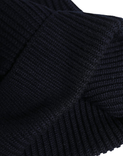 Blue Cashmere Knitted Winter Beanie Hat