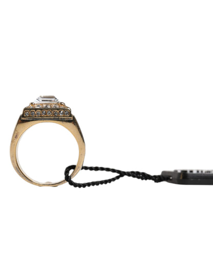 Gold Tone Sterling Silver 925 Crystals Ring