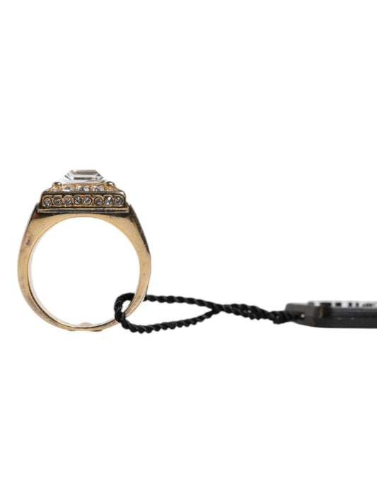 Gold Tone Sterling Silver 925 Crystals Ring