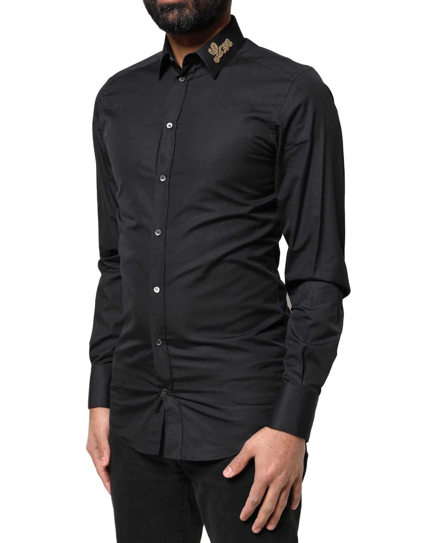 Black Love Embroidery GOLD Formal Dress Shirt