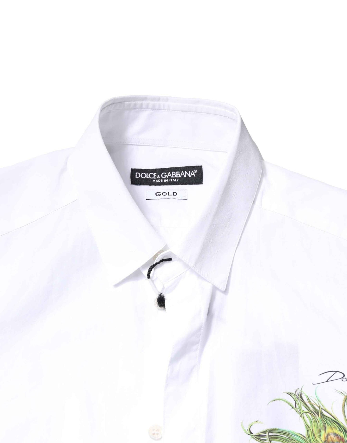 White Cotton Peacock Feather GOLD Formal Shirt