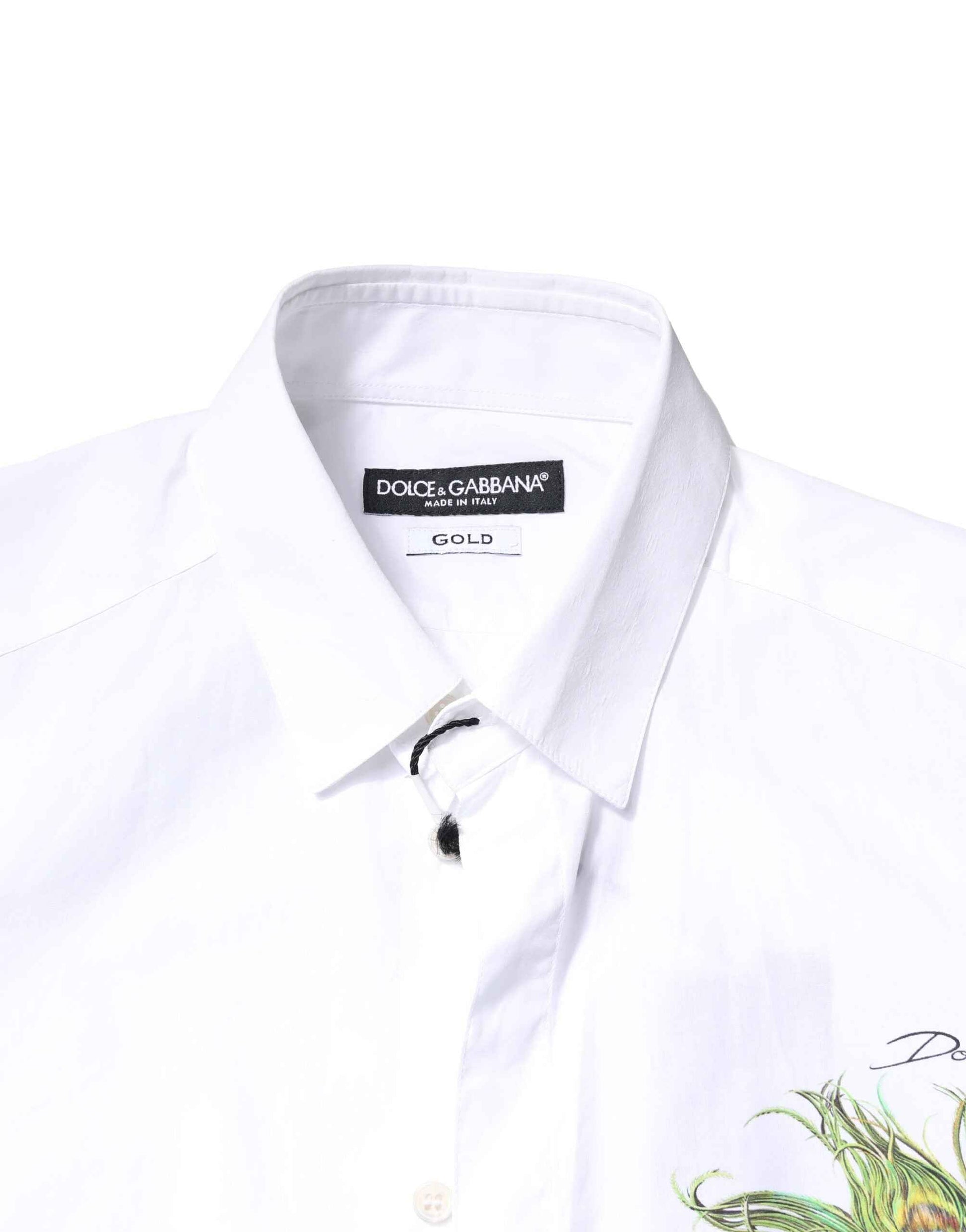 White Cotton Peacock Feather GOLD Formal Shirt