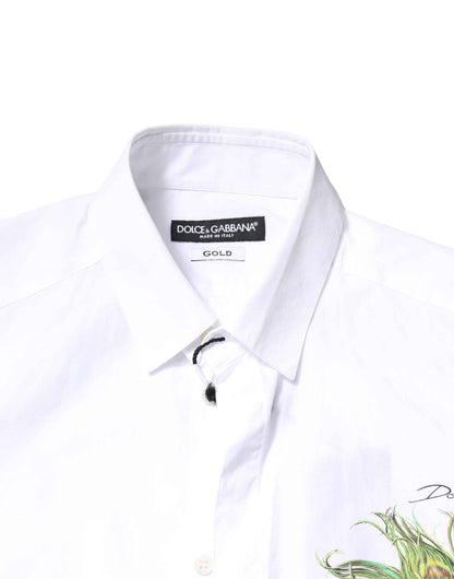 White Cotton Peacock Feather GOLD Formal Shirt