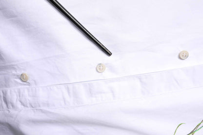 White Cotton Peacock Feather GOLD Formal Shirt