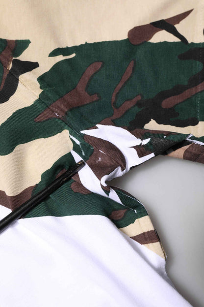 White Camouflage Stars Crew Neck T-shirt