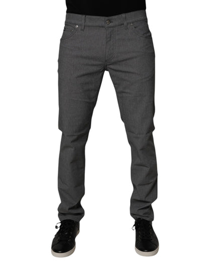 Gray Cotton Stretch Skinny Denim Jeans