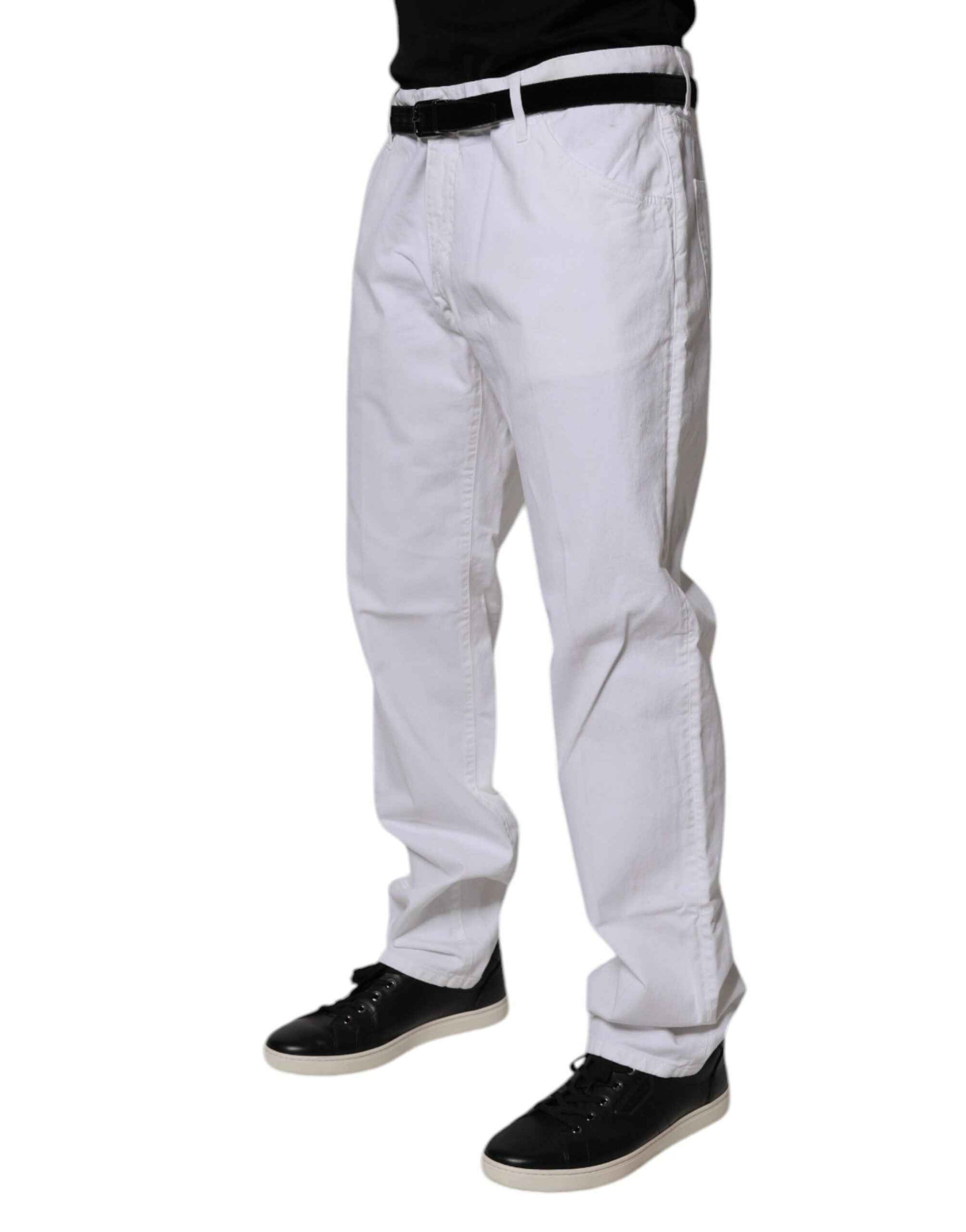 White Cotton Straight Men Denim Jeans