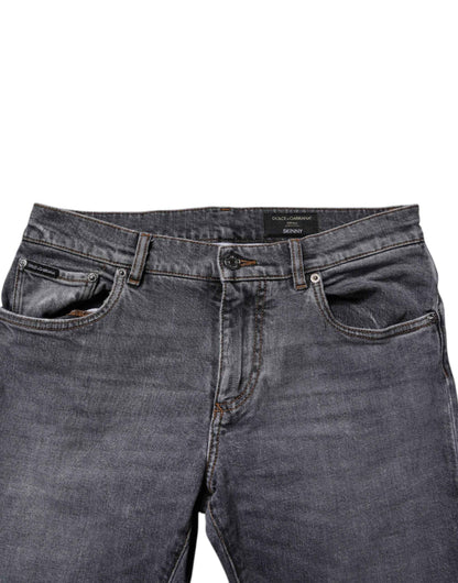 Dark Gray Cotton Stretch Skinny Denim Jeans