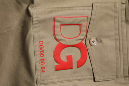 Dark Khaki Cotton Tapered Pants