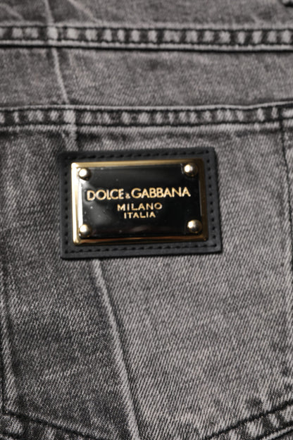 Two Tone Gray Cotton Denim Jeans