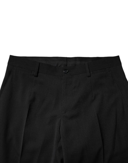 Black Polyester Tapered Formal Men Dress Pants