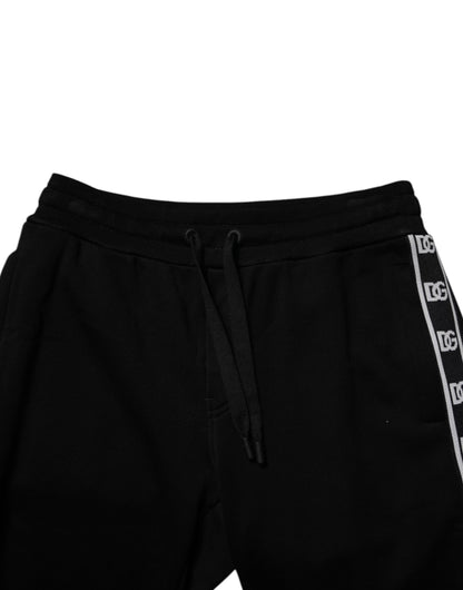 Black Cotton Blend Cropped Sweatpants Pants
