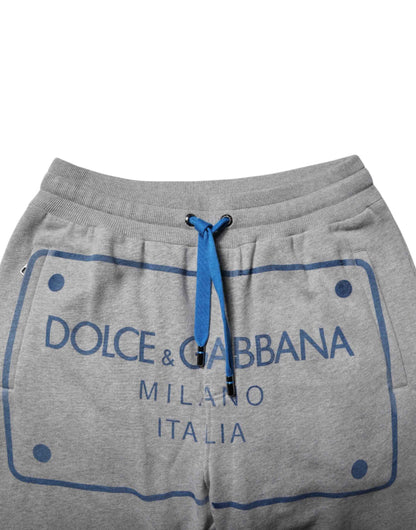 Gray Logo Cotton Men Jogger Sweatpants Pants