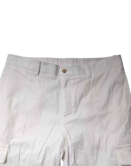White Cotton Jogger Cargo Skinny Pants