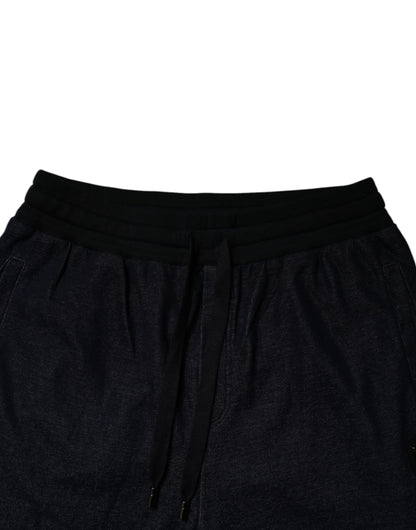 Black Jacquard Cotton Jogger Sweatpants Pants
