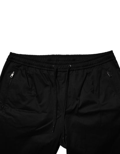 Black Cotton Stretch Jogger Sweatpants Pants