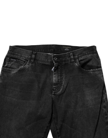 Black Cotton Stretch Men Skinny Denim Jeans