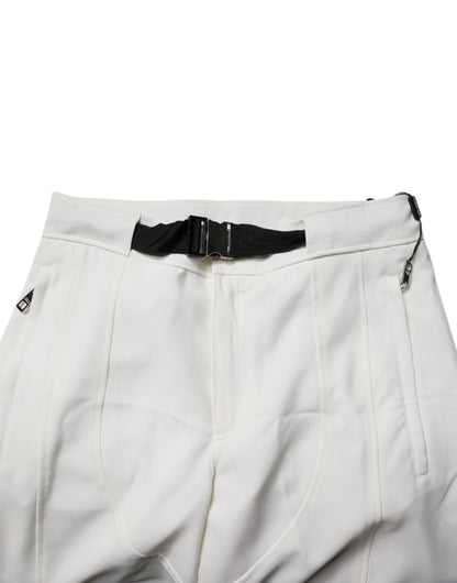 White Mid Waist Wide Leg Pants