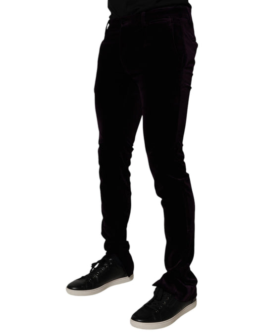 Violet Velvet Cotton Men Dress Formal Pants