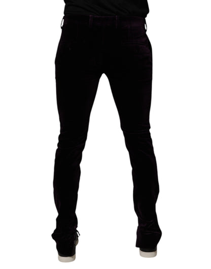 Violet Velvet Cotton Men Dress Formal Pants