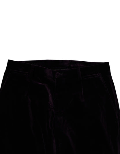 Violet Velvet Cotton Men Dress Formal Pants