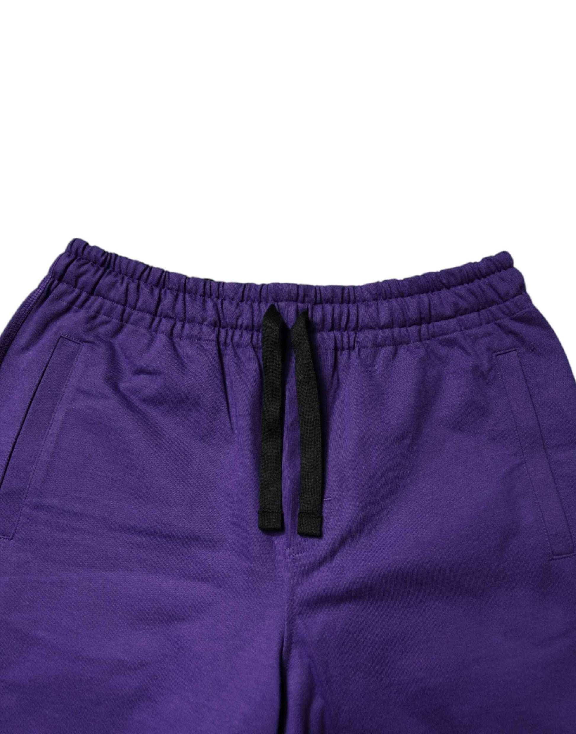 Purple Cotton Men Bermuda Sweatshorts Shorts