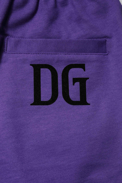 Purple Cotton Men Bermuda Sweatshorts Shorts