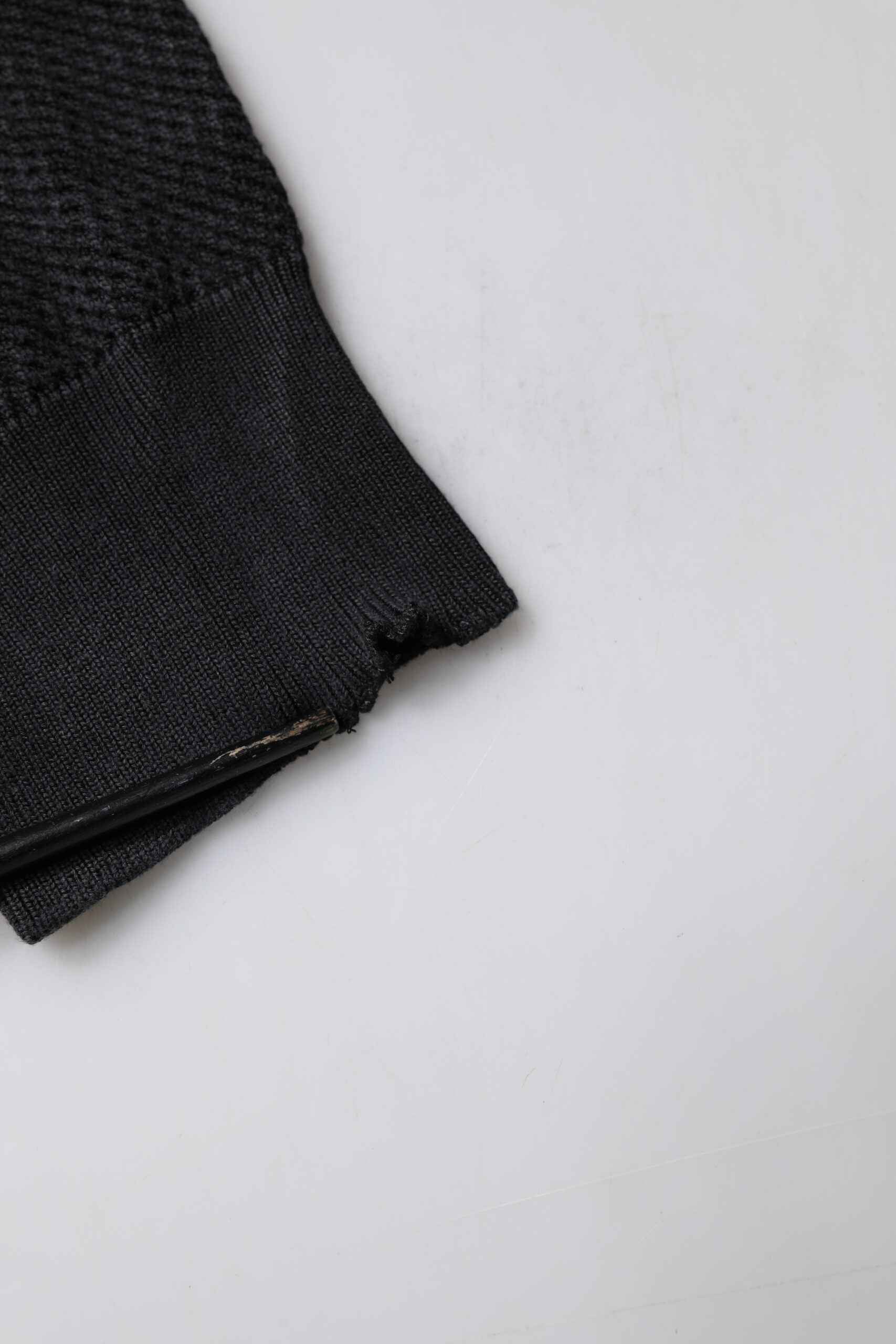 Black Heraldic Silk Buttoned Pullover Sweater