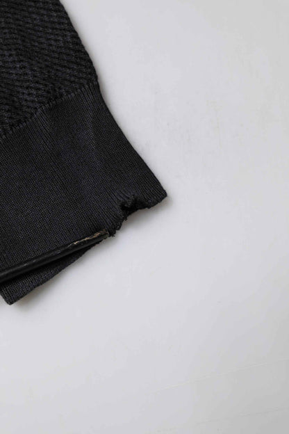 Black Heraldic Silk Buttoned Pullover Sweater