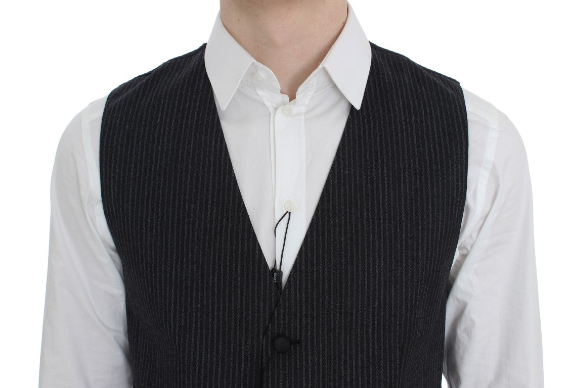 Gray Striped Formal Vest Dolce & Gabbana