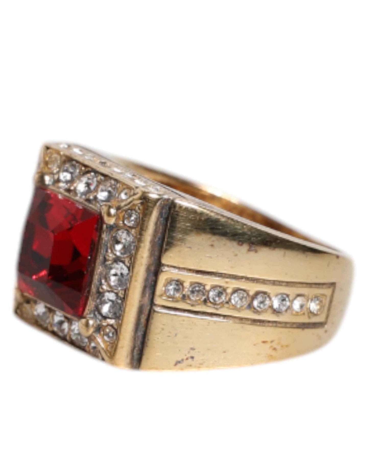 Gold Tone Sterling Silver 925 Crystals Ring