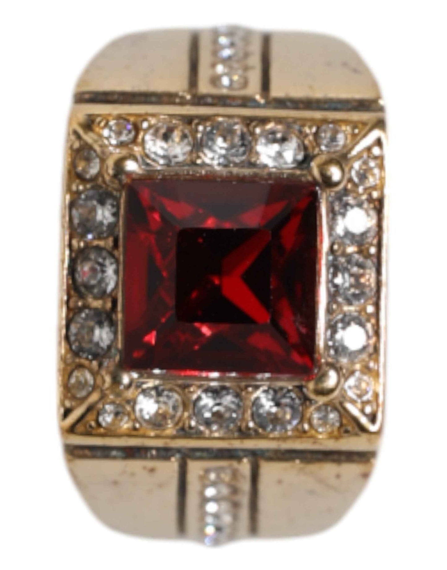 Gold Tone Sterling Silver 925 Crystals Ring