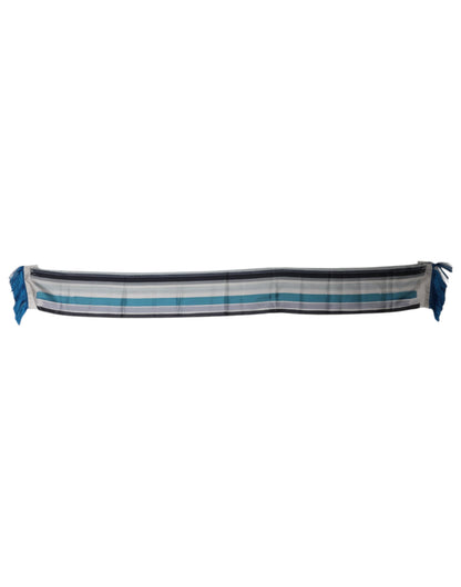 Multicolor Stripes Silk Fringes Neck Foulard Scarf