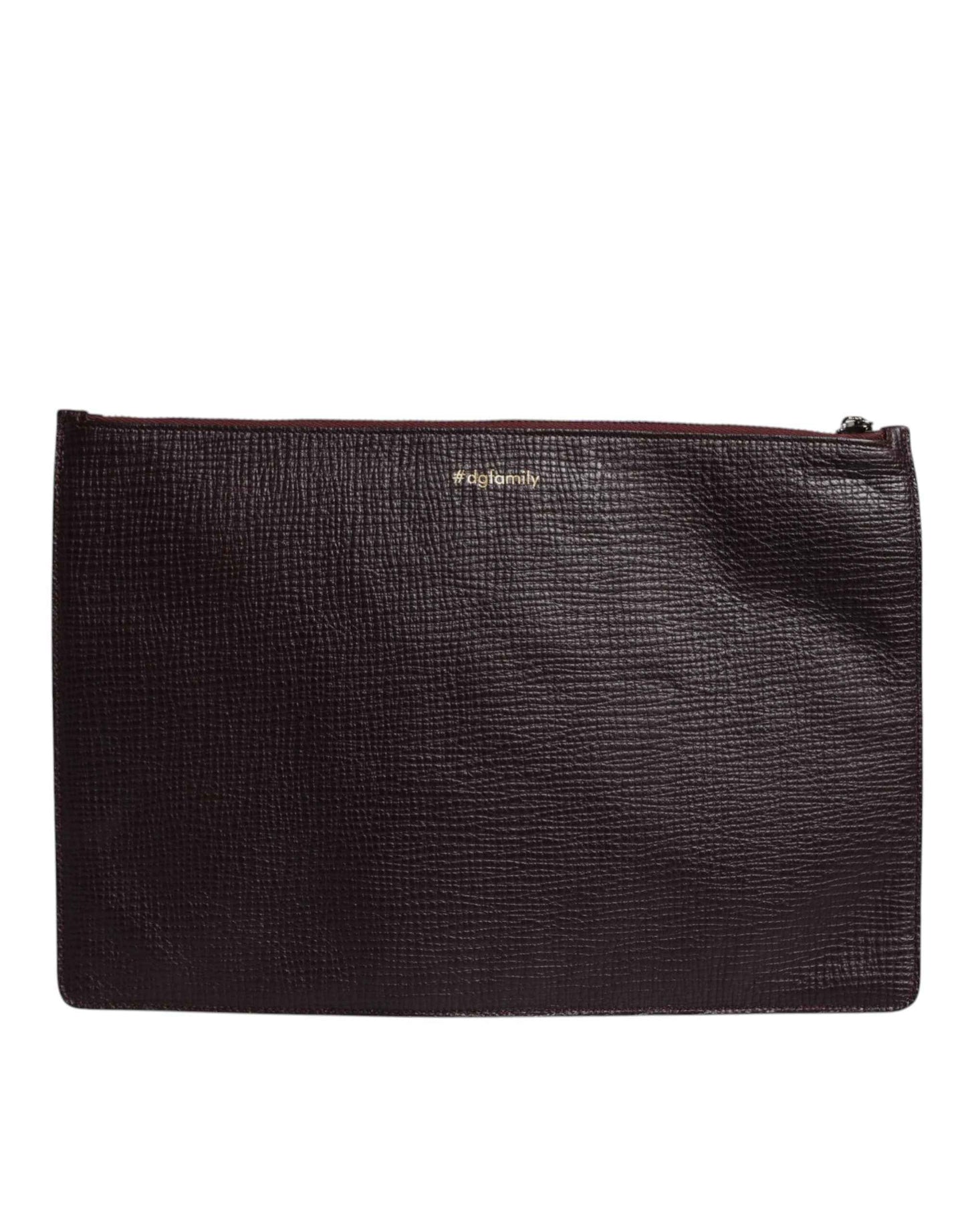 Brown Leather #DGFAMILY Embellished Men Clutch Pouch Bag