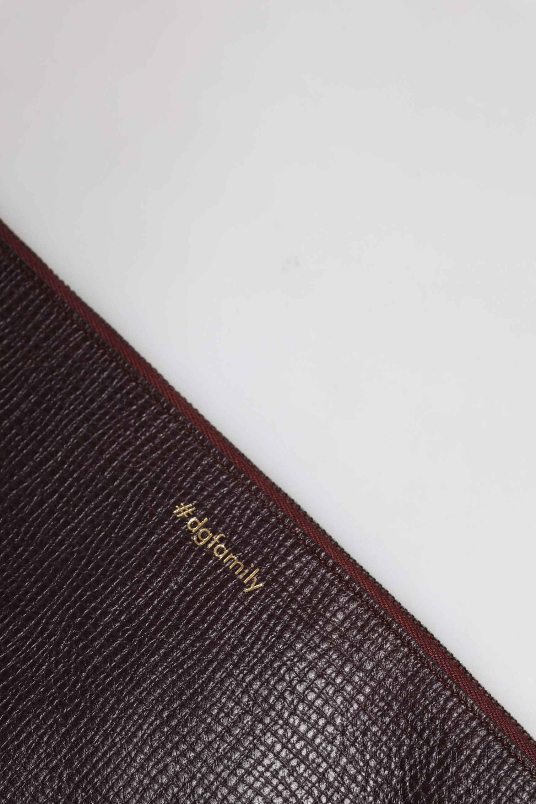 Brown Leather #DGFAMILY Embellished Men Clutch Pouch Bag