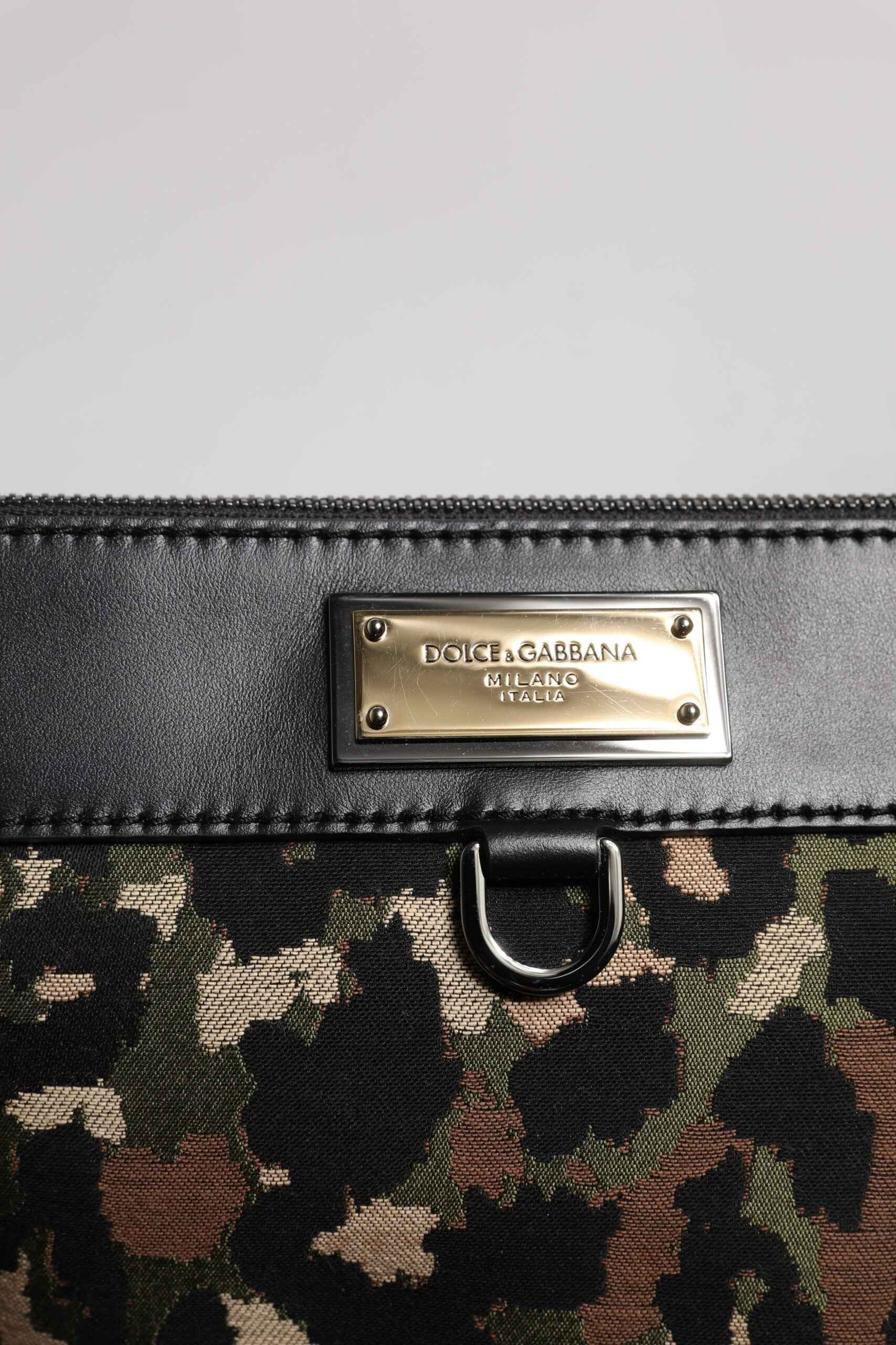 Multicolor Leopard Jacquard Print Logo Plaque Pouch Bag